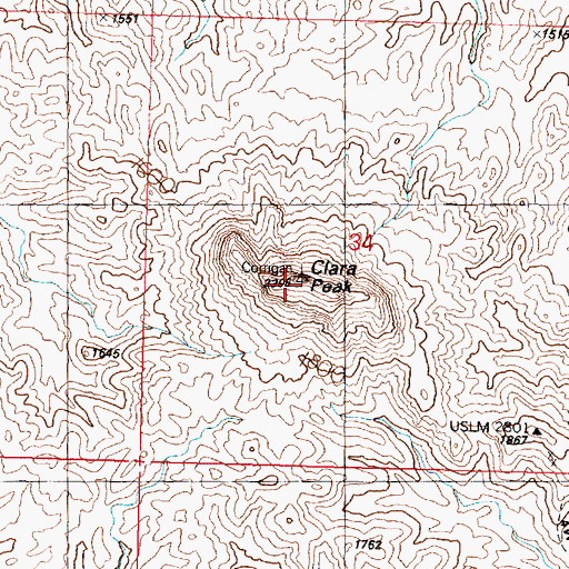 Topographic Map of Clara Peak, AZ