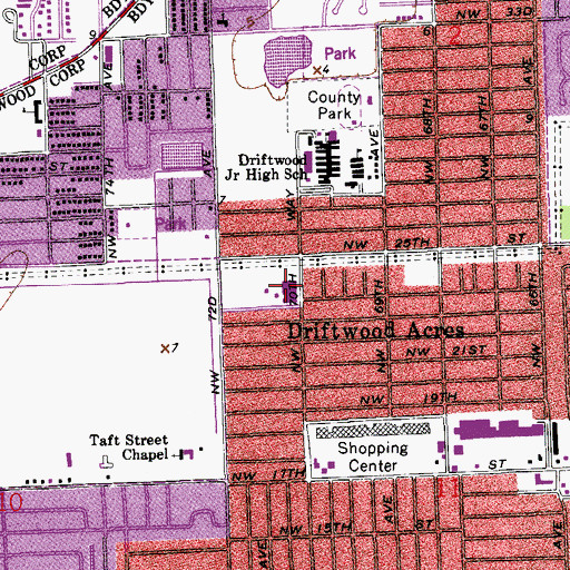 Topographic Map of Sheridan Park Elementary School, FL