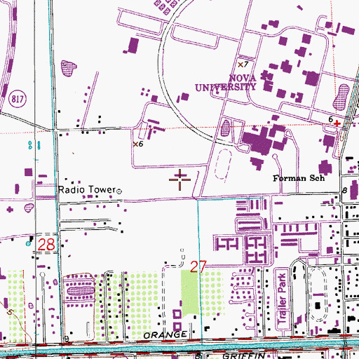 Topographic Map of Davie Elementary School, FL