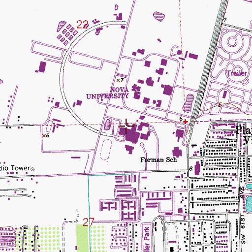 Topographic Map of Nova Middle School, FL