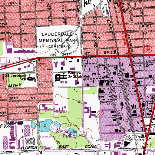 Topographic Map of Seagull School, FL