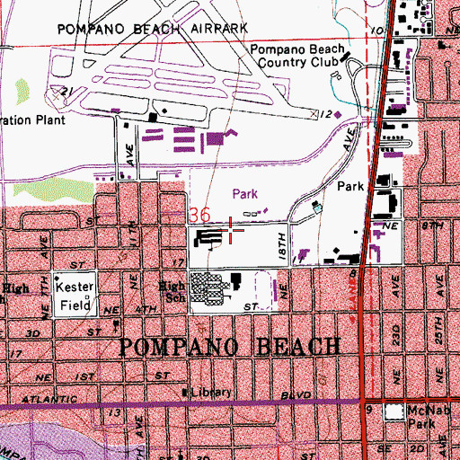 Topographic Map of Pompano Beach Elementary School, FL