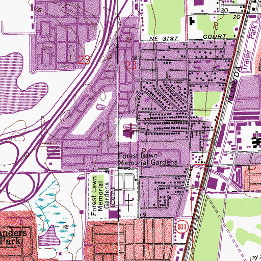 Topographic Map of Palmview Elementary School, FL