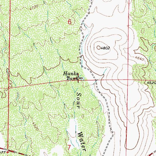 Topographic Map of Hanks Tank, AZ