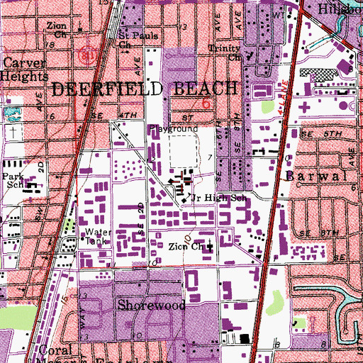 Topographic Map of Deerfield Beach Middle School, FL