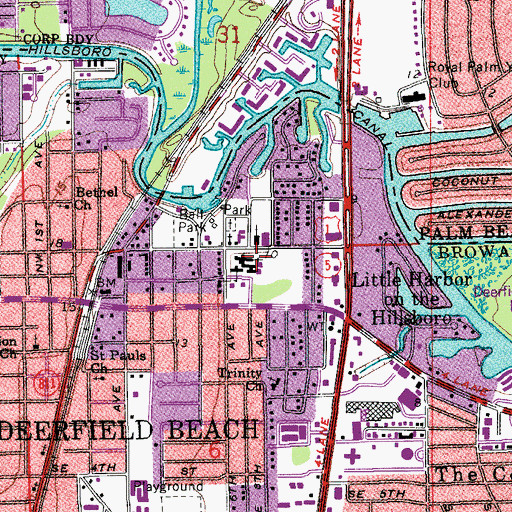 Topographic Map of Deerfield Beach Elementary School, FL