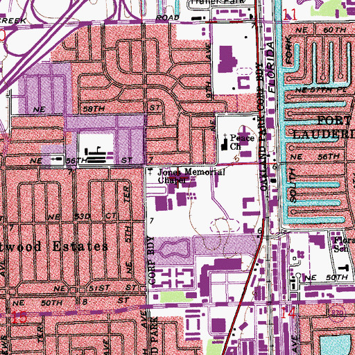Topographic Map of Northeast High School, FL