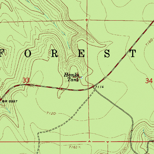 Topographic Map of Hanks Tank, AZ