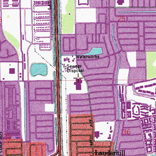 Topographic Map of Lauderhill 6 - 12 School, FL