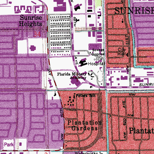 Topographic Map of Plantation Middle School, FL