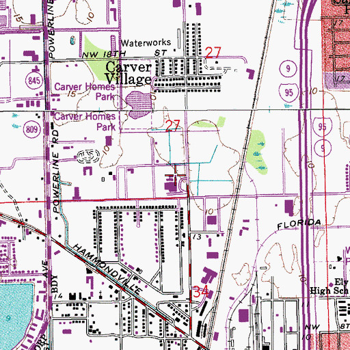 Topographic Map of C Robert Markham Elementary School, FL