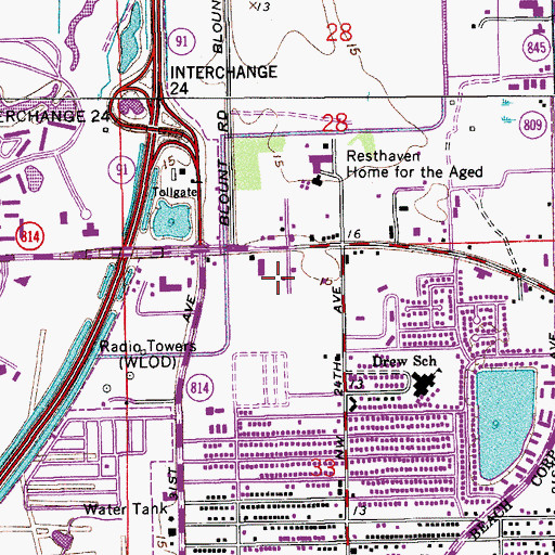 Topographic Map of North Point School, FL