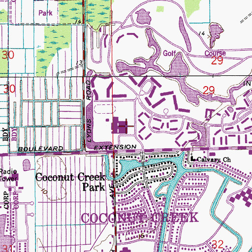 Topographic Map of Coconut Creek High School, FL