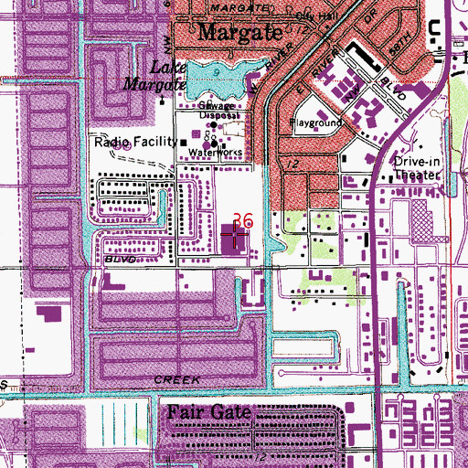 Topographic Map of Margate Middle School, FL