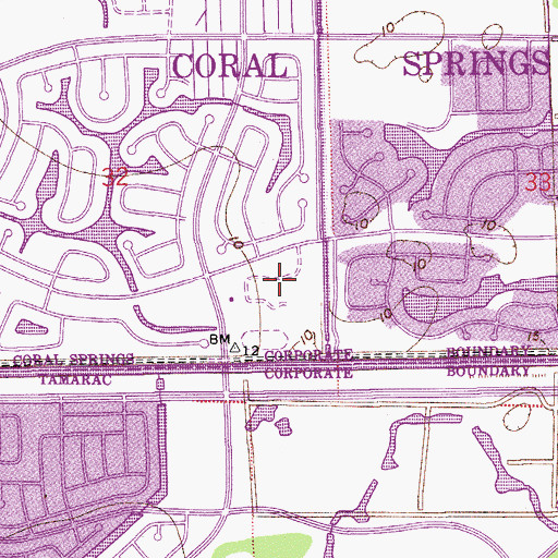 Topographic Map of J P Taravella High School, FL