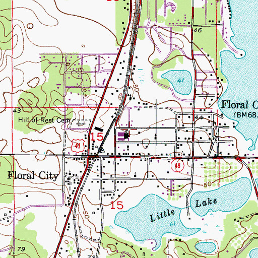 Topographic Map of Floral City Elementary School, FL