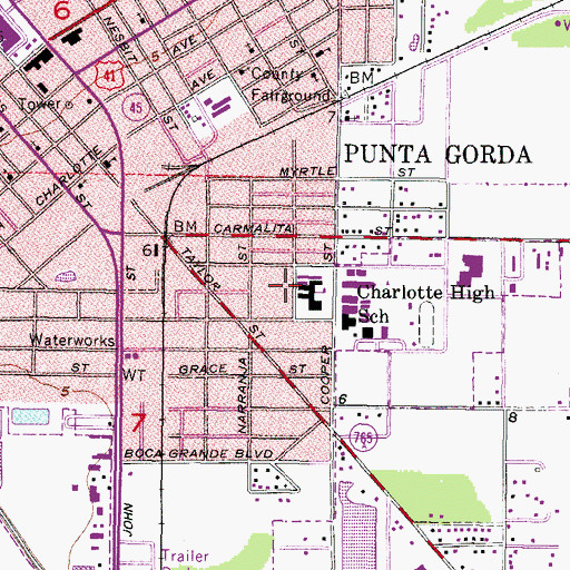 Topographic Map of Sallie Jones Elementary School, FL