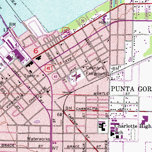 Topographic Map of Benjamin J Baker Elementary School, FL