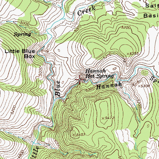 Topographic Map of Hannah Hot Spring, AZ