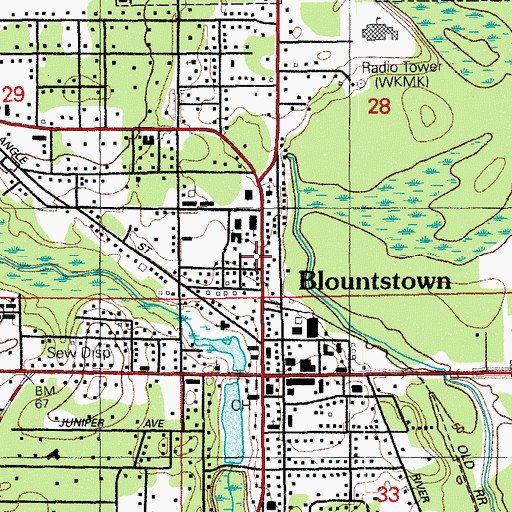 Topographic Map of Blountstown Senior High School, FL