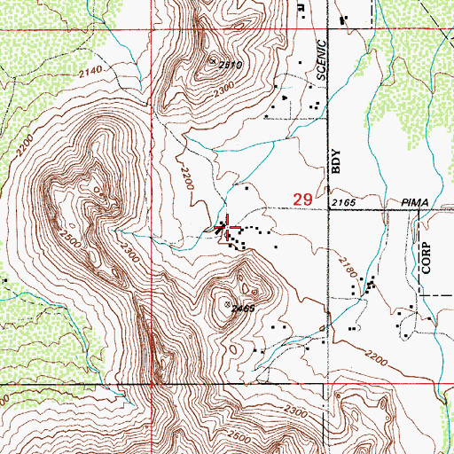 Topographic Map of Clarey Ranch, AZ