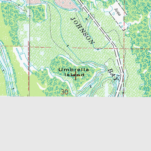 Topographic Map of Umbrella Island, FL