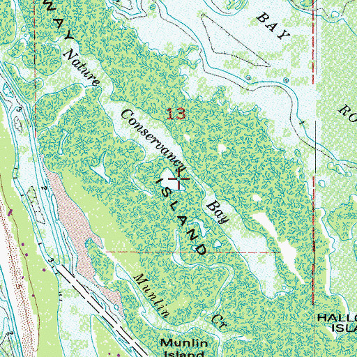 Topographic Map of Nature Conservancy Bay, FL