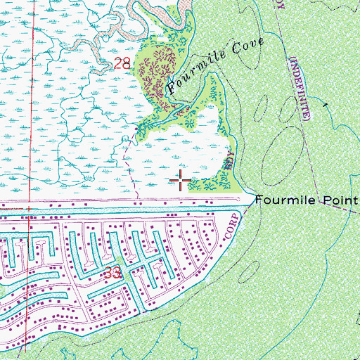Topographic Map of Fourmile Island, FL