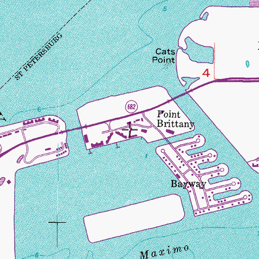 Topographic Map of Point Brittany, FL