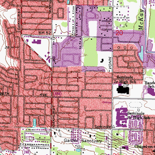 Topographic Map of Oakhurst Terrace, FL