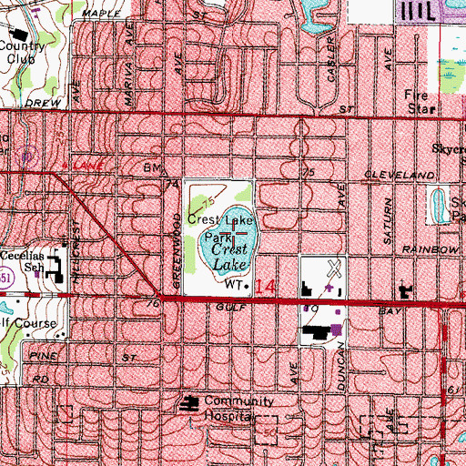 Topographic Map of Crest Lake, FL