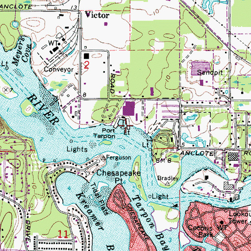 Topographic Map of Port Tarpon, FL