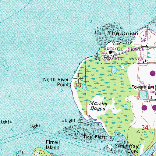 Topographic Map of North River Point, FL