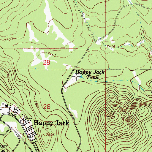 Topographic Map of Happy Jack Tank, AZ