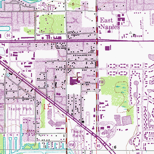 Topographic Map of Shadowlawn Elementary School, FL