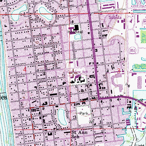 Topographic Map of Gulfview Middle School, FL