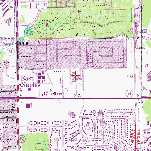 Topographic Map of East Naples Middle School, FL