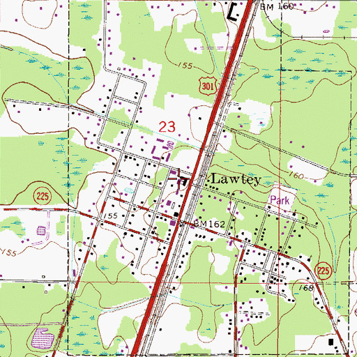 Topographic Map of Lawtey Elementary School, FL