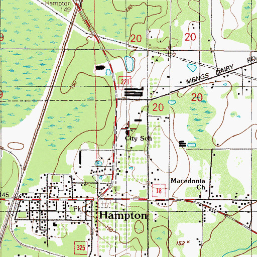 Topographic Map of Hampton Elementary School, FL