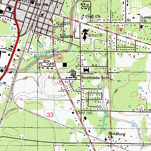Topographic Map of Southside Elementary School, FL