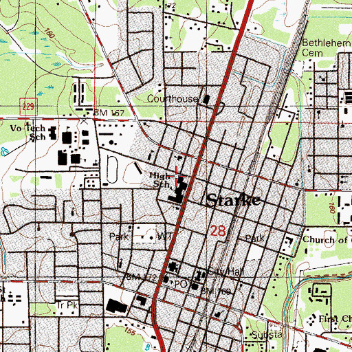 Topographic Map of Bradford High School, FL