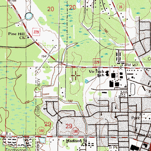 Topographic Map of Starke Elementary School, FL