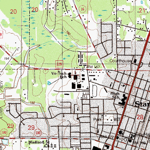 Topographic Map of Bradford - Union Technical Center, FL