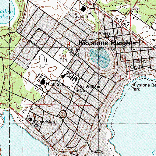 Topographic Map of Keystone Heights Elementary School, FL