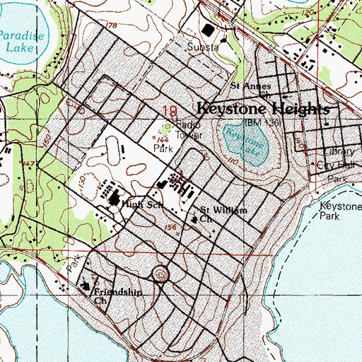 Topographic Map of Keystone Heights Junior/Senior High School (historical), FL