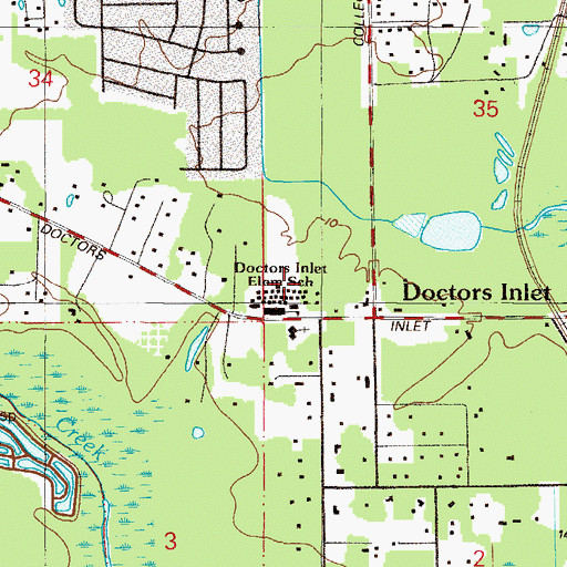Topographic Map of Doctors Inlet Elementary School, FL