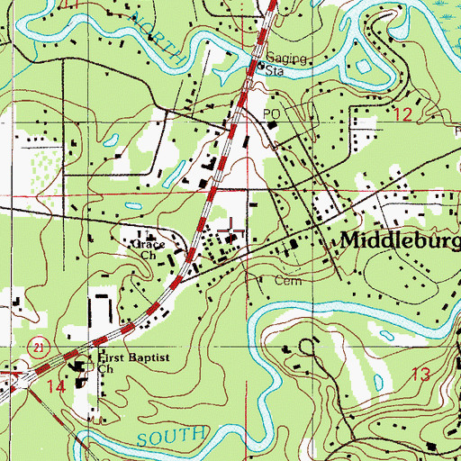 Topographic Map of Middleburg Elementary School, FL