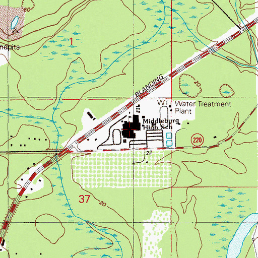 Topographic Map of Middleburg High School, FL