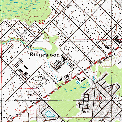 Topographic Map of Ridgeview Elementary School, FL