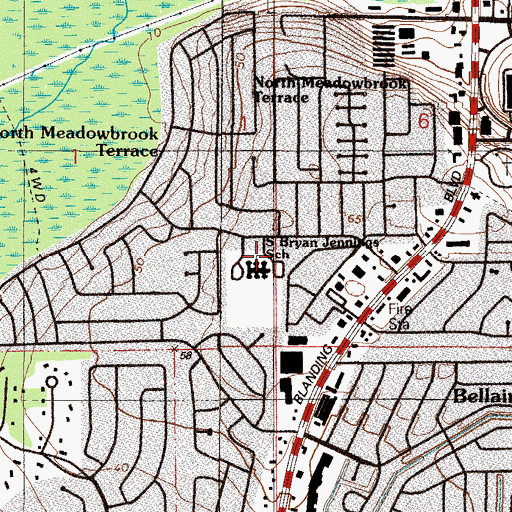 Topographic Map of S Bryan Jennings Elementary School, FL